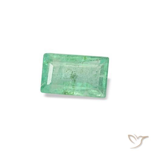 0.16 ct Green Emerald Stone, Natural Emerald in Baguette Facet Shape for Sale