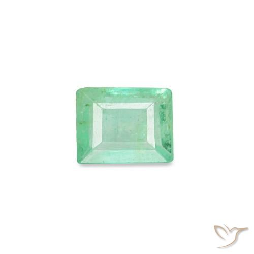 0.12 ct Green Emerald Gemstone, Emerald Gem in Baguette Facet Shape for Sale.