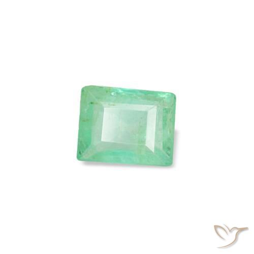 0.12 ct Green Emerald Stone, Natural Emerald in Baguette Facet Shape for Sale