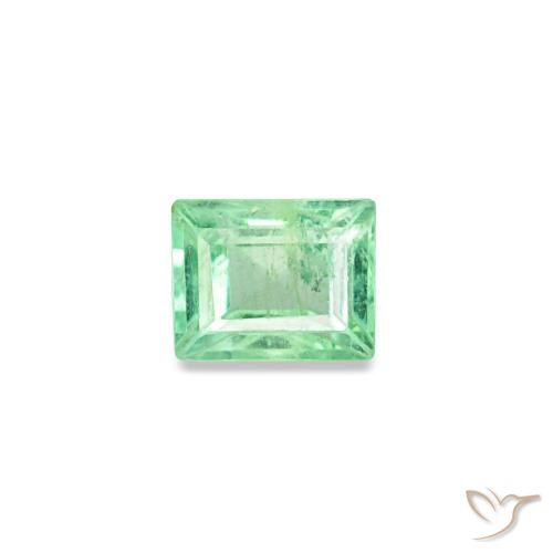 0.14 ct Green Emerald Gemstone, Emerald Gem in Baguette Facet Shape for Sale.