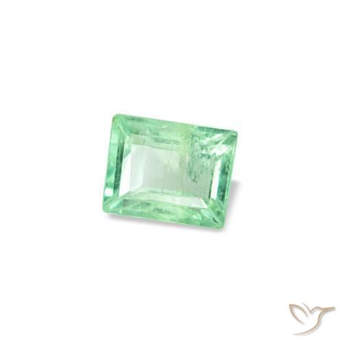 0.14 ct Green Emerald Stone, Natural Emerald in Baguette Facet Shape for Sale