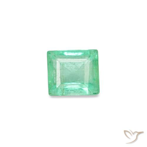 0.13 ct Green Emerald Gemstone, Emerald Gem in Baguette Facet Shape for Sale.