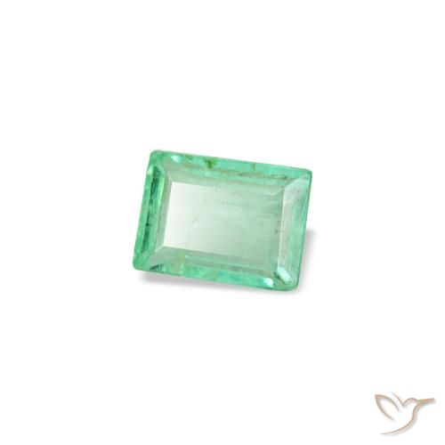 0.12 ct Green Emerald Stone, Natural Emerald in Baguette Facet Shape for Sale