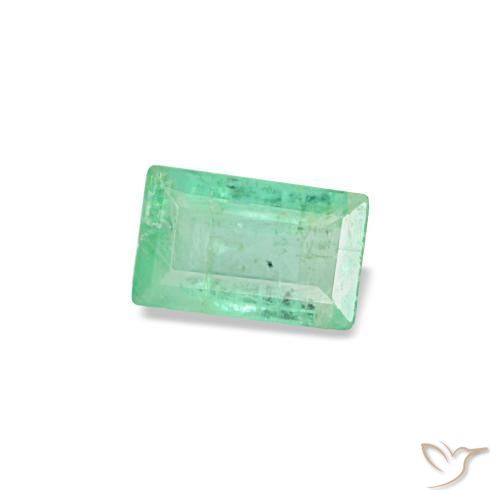 0.13 ct Green Emerald Stone, Natural Emerald in Baguette Facet Shape for Sale
