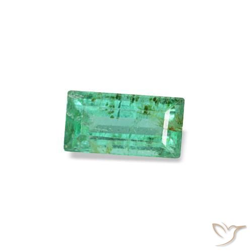 0.14 ct Green Emerald Stone, Natural Emerald in Baguette Facet Shape for Sale
