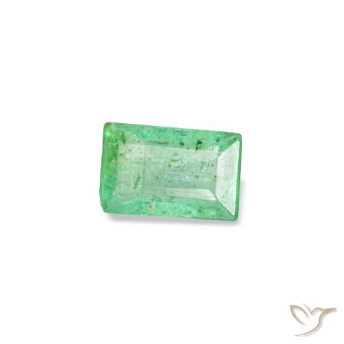 0.12 ct Green Emerald Stone, Natural Emerald in Baguette Facet Shape for Sale