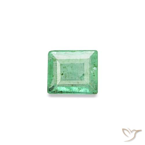 0.12 ct Green Emerald Gemstone, Emerald Gem in Baguette Facet Shape for Sale.