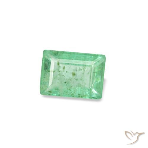 0.15 ct Green Emerald Stone, Natural Emerald in Baguette Facet Shape for Sale