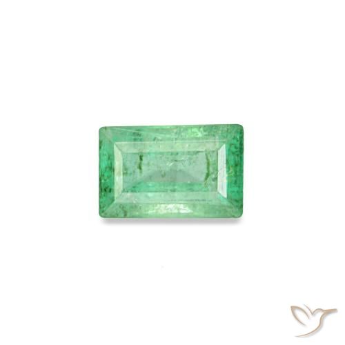 0.15 ct Green Emerald Gemstone, Emerald Gem in Baguette Facet Shape for Sale.
