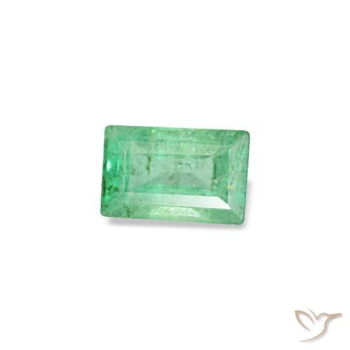 0.15 ct Green Emerald Stone, Natural Emerald in Baguette Facet Shape for Sale