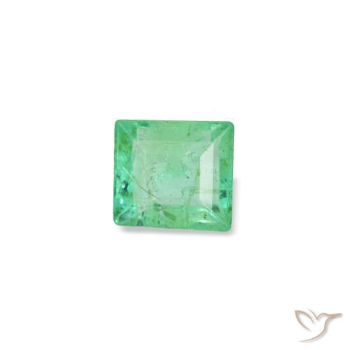 0.12 ct Green Emerald Stone, Natural Emerald in Baguette Facet Shape for Sale