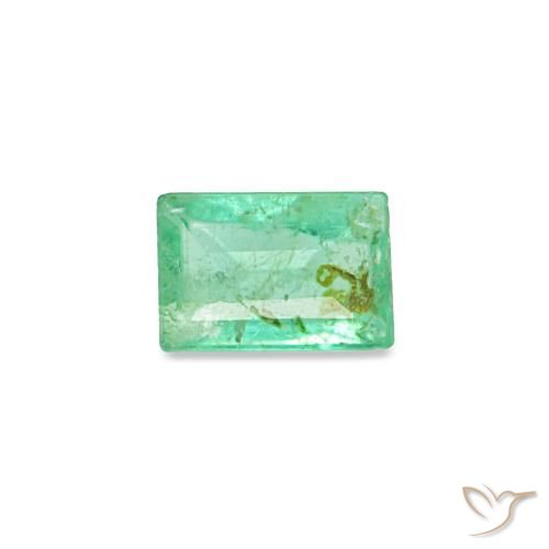 0.15 ct Green Emerald Gemstone, Emerald Gem in Baguette Facet Shape for Sale.
