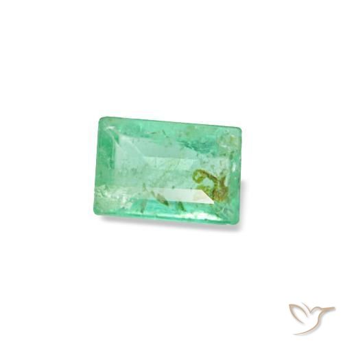 0.15 ct Green Emerald Stone, Natural Emerald in Baguette Facet Shape for Sale