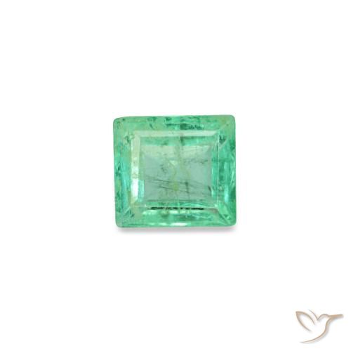 0.14 ct Green Emerald Gemstone, Emerald Gem in Baguette Facet Shape for Sale.