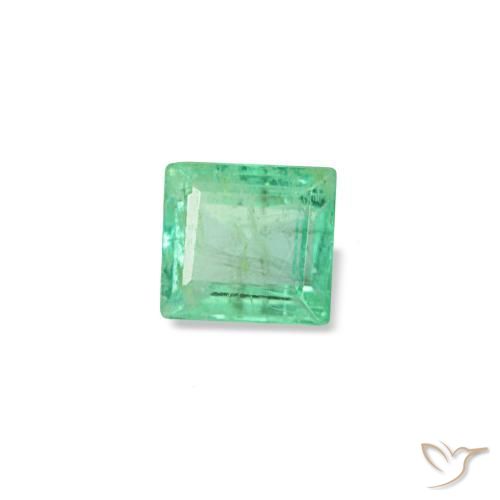 0.14 ct Green Emerald Stone, Natural Emerald in Baguette Facet Shape for Sale