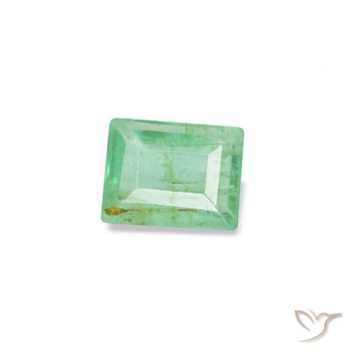 0.12 ct Green Emerald Stone, Natural Emerald in Baguette Facet Shape for Sale