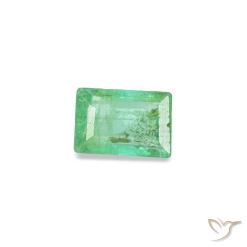 0.12 ct Green Emerald Stone, Natural Emerald in Baguette Facet Shape for Sale