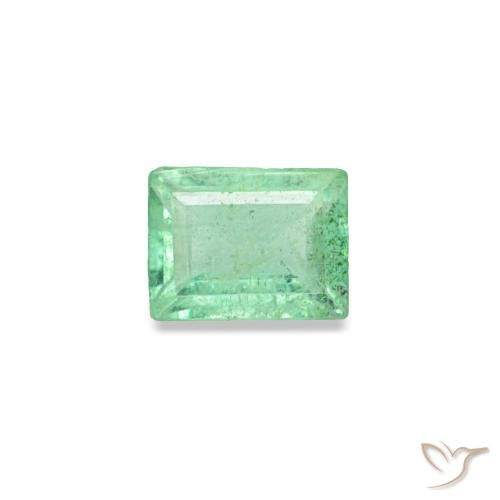 0.15 ct Green Emerald Gemstone, Emerald Gem in Baguette Facet Shape for Sale.