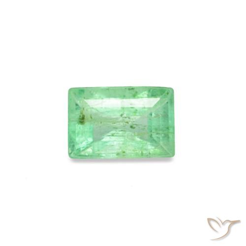 0.14 ct Green Emerald Gemstone, Emerald Gem in Baguette Facet Shape for Sale.