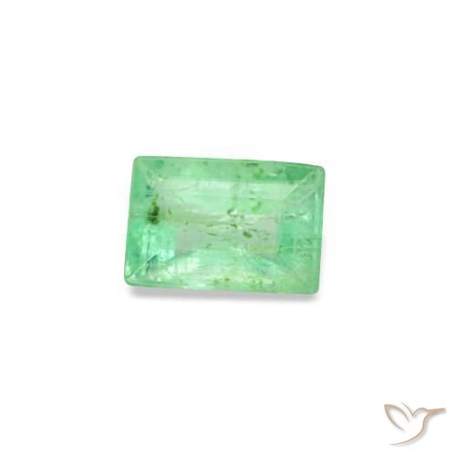 0.14 ct Green Emerald Stone, Natural Emerald in Baguette Facet Shape for Sale