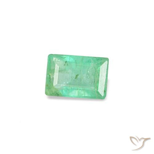 0.15 ct Green Emerald Stone, Natural Emerald in Baguette Facet Shape for Sale