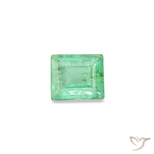 0.13 ct Green Emerald Gemstone, Emerald Gem in Baguette Facet Shape for Sale.