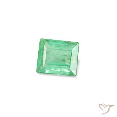 0.13 ct Green Emerald Stone, Natural Emerald in Baguette Facet Shape for Sale