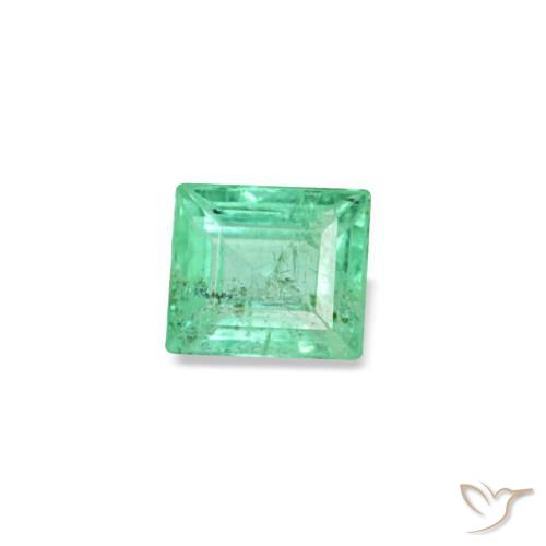 0.15 ct Green Emerald Stone, Natural Emerald in Baguette Facet Shape for Sale