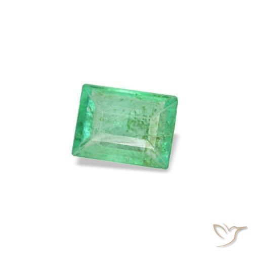 0.12 ct Green Emerald Stone, Natural Emerald in Baguette Facet Shape for Sale