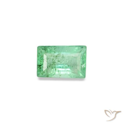0.14 ct Green Emerald Gemstone, Emerald Gem in Baguette Facet Shape for Sale.