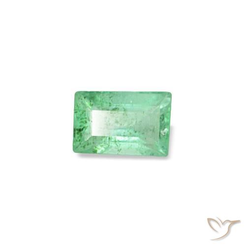 0.14 ct Green Emerald Stone, Natural Emerald in Baguette Facet Shape for Sale