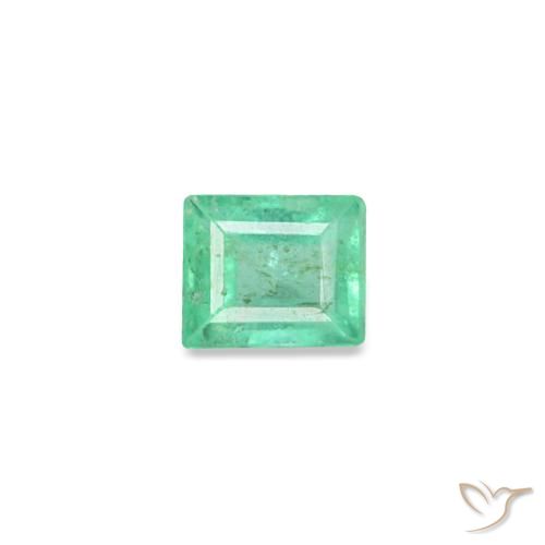 0.11 ct Green Emerald Gemstone, Emerald Gem in Baguette Facet Shape for Sale.