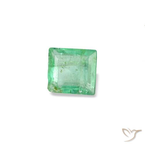 0.11 ct Green Emerald Stone, Natural Emerald in Baguette Facet Shape for Sale