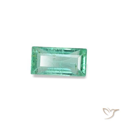 0.13 ct Green Emerald Stone, Natural Emerald in Baguette Facet Shape for Sale