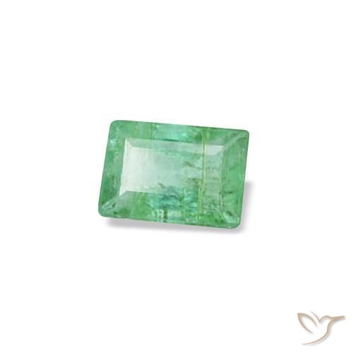 0.13 ct Green Emerald Stone, Natural Emerald in Baguette Facet Shape for Sale