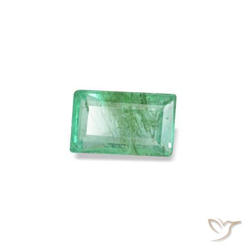 0.14 ct Green Emerald Stone, Natural Emerald in Baguette Facet Shape for Sale