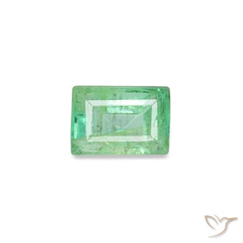 0.18 ct Green Emerald Gemstone, Emerald Gem in Baguette Facet Shape for Sale.