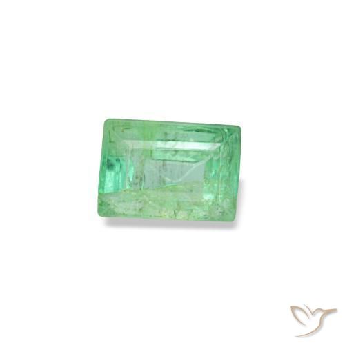 0.18 ct Green Emerald Stone, Natural Emerald in Baguette Facet Shape for Sale