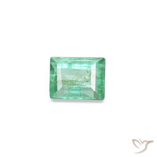 0.13 ct Green Emerald Gemstone, Emerald Gem in Baguette Facet Shape for Sale.