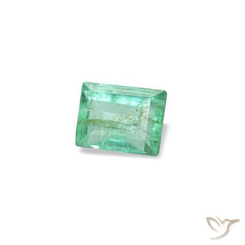 0.13 ct Green Emerald Stone, Natural Emerald in Baguette Facet Shape for Sale