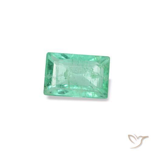 0.16 ct Green Emerald Stone, Natural Emerald in Baguette Facet Shape for Sale