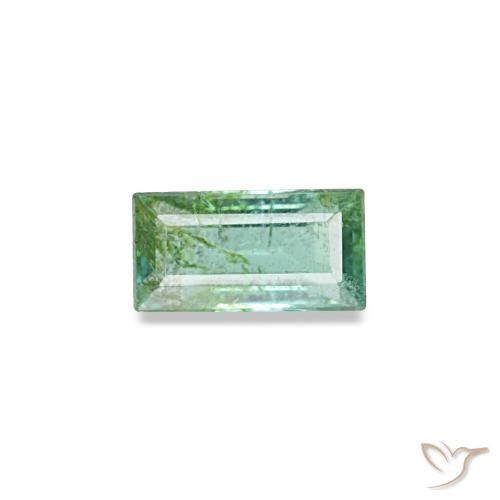 0.14 ct Green Emerald Gemstone, Emerald Gem in Baguette Facet Shape for Sale.
