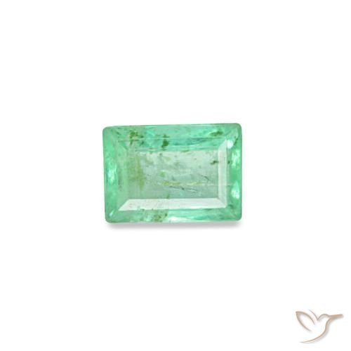 0.14 ct Green Emerald Gemstone, Emerald Gem in Baguette Facet Shape for Sale.