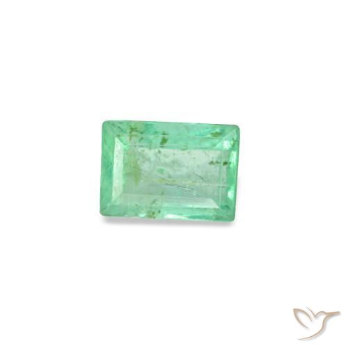 0.14 ct Green Emerald Stone, Natural Emerald in Baguette Facet Shape for Sale