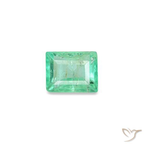 0.15 ct Green Emerald Gemstone, Emerald Gem in Baguette Facet Shape for Sale.
