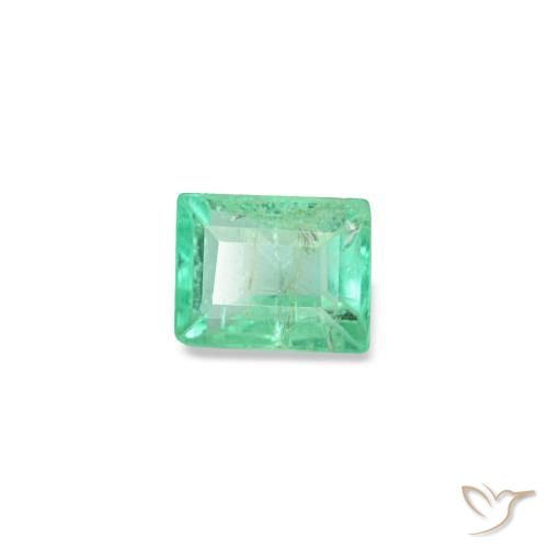 0.15 ct Green Emerald Stone, Natural Emerald in Baguette Facet Shape for Sale
