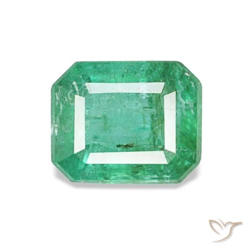 0.72 ct Green Emerald Gemstone, Emerald Gem in Octagon Step Cut Shape for Sale.