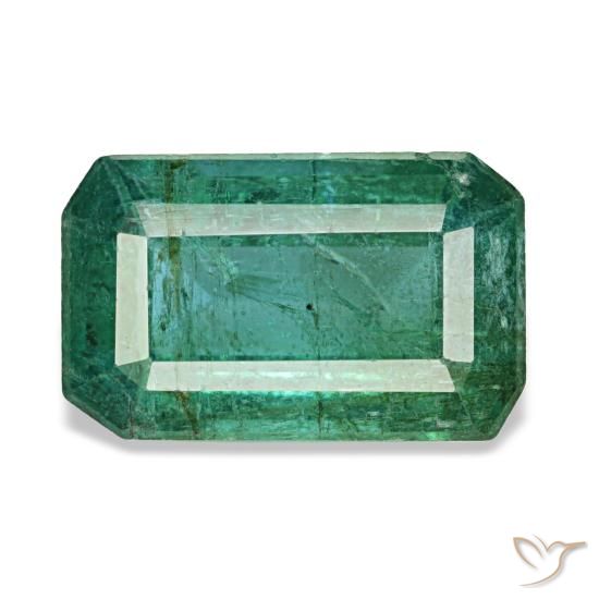 1.76 ct Green Emerald Gemstone, Emerald Gem in Octagon Step Cut Shape for Sale.