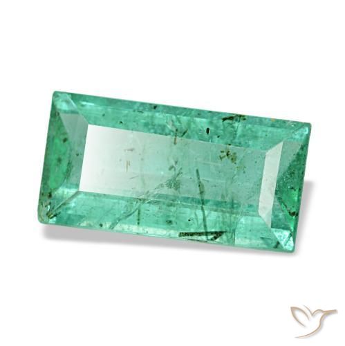 1.46 ct Green Emerald Stone, Natural Emerald in Baguette Facet Shape for Sale