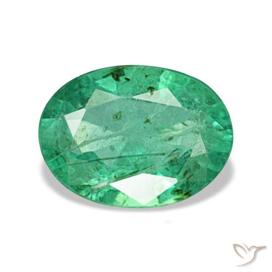 1.22 ct Green Emerald Gemstone, Emerald Gem in Oval Facet Shape for Sale.